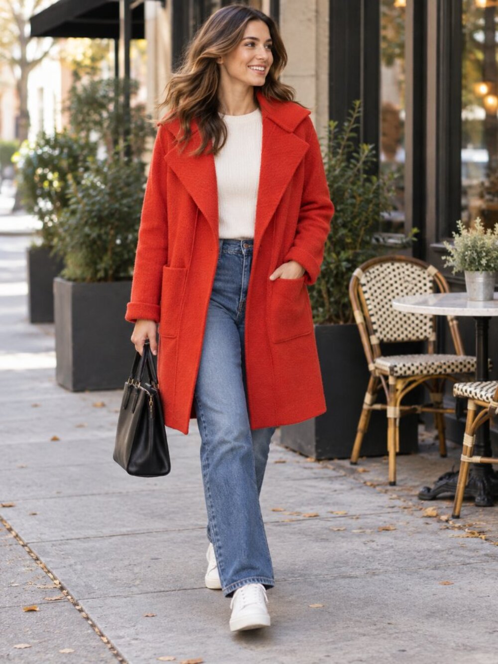 Elliatt Anthropologie Womens Phoenix Open Sweater Trench Coat Size XS Red